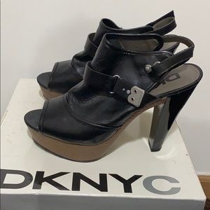 DKNY black platform sandals